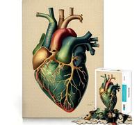 Rompecabezas anatómico Vintage de corazón para Adolescentes,1000 Piezas,Mejora la Capacidad Mental,Juego,tamaño Uniforme,Piezas precisas,Actividad Nocturna Divertida en Familia (38x26cm)