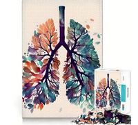 Rompecabezas anatómico Vintage de pulmones para Adultos,1000 Piezas,Juego de Memoria,Ajuste Firme,Montaje Seguro,Juego de construcción de Conexiones significativas (50x75cm)