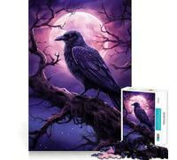 Rompecabezas Ancient Raven Moon Night de 1000 Piezas Diversión con Memoria Superficie Lisa y sin Rebabas Un desafío entretenido para el Tiempo Libre (50x75cm)