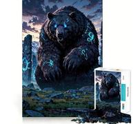 Rompecabezas Ancient Rune Bear︰ Guardian of The Mystic Stones de 1000 Piezas Diversión para ejercitar la Mente Piezas sin Rebabas y de Corte Limpio Actividad Absorbente para Noches tranquilas
