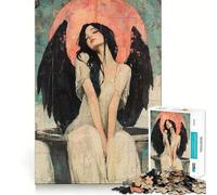 Rompecabezas Angel Black Wings para Adolescentes,1000 Piezas,Juego de Memoria,componentes Resistentes y de fácil manejo,portátil y fácil de Transportar (50x75cm)