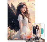 Rompecabezas Ángel con Alas Negras,1000 Piezas,diversión para estimular la concentración,tecnología Avanzada de Corte láser,Ideal para Viajar,Juego Mental,Regalo (38x26cm)