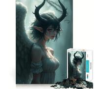 Rompecabezas Ángel con Cuernos de Diablo 1000 Piezas Juego cognitivo Divertido Componentes Resistentes y de Corte Limpio Momento de Tranquilidad Ejercicio Mental en casa (50x75cm)