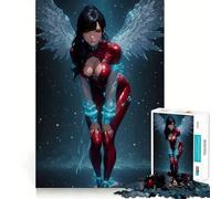 Rompecabezas Ángel con Traje Rojo para Adultos,1000 Piezas,Juego de Memoria,Corte láser para un Ajuste Perfecto, aliviar el estrés (38x52cm)