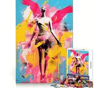 Rompecabezas Angel Graffiti Pop Art de 1000 Piezas para Adolescentes Práctica de lógica Diversión Tranquila Bordes limpios Regalo Festivo (38x52cm)