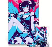 Rompecabezas Angel Skull Girl de 1000 Piezas para Adultos, para desarrollar la Capacidad cognitiva, para Relajarse, con Cierre sólido, Elegante, (38x52cm)
