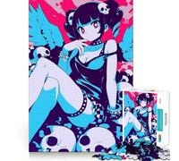 Rompecabezas Angel Skull Girl de 1000 Piezas para Adultos Piensa,Entrena,Juega Cierre Seguro,sin Piezas Sueltas aliviar el estrés (38x52cm)