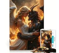 Rompecabezas Ángel y Demonio Abrazado de 1000 Piezas Estimula la cognición Diversión sin Rebabas Piezas de Corte Limpio Juguete de Entretenimiento para Interiores (38x26cm)