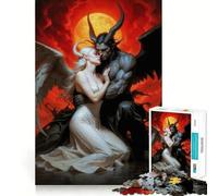 Rompecabezas Ángel y Demonio Abrazo de 1000 Piezas Diversión para ejercitar la Mente Piezas sin Rebabas y de Corte Limpio Actividad Absorbente para Noches tranquilas (38x52cm)