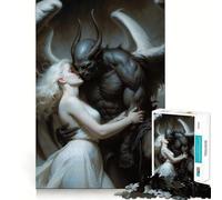 Rompecabezas Ángel y Demonio Abrazo de 1000 Piezas Diversión para ejercitar la Mente Piezas sin Rebabas y de Corte Limpio Actividad Absorbente para Noches tranquilas (38x26cm)