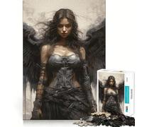 Rompecabezas Angels Black Woman de 1000 Piezas Juego de Habilidad Mental Ajuste Estable Sin Piezas Que se muevan Un pasatiempo Agradable para Fines de Semana Largos (38x52cm)
