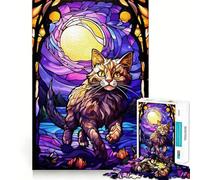 Rompecabezas Anggora Cat Moon Stain para Adolescentes, 1000 Piezas, Mejora la Memoria, Ocio en casa, Bordes precisos, 38x52cm