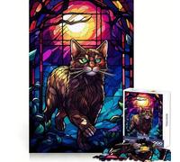 Rompecabezas Anggora Cat Wild Night de 1000 Piezas para Adolescentes Juego Inteligente para Relajarse, ensamblaje de Patrones y Lista de Deseos de Santa Claus 50x75cm
