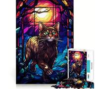 Rompecabezas Anggora Cat Wild Night de 1000 Piezas para Adolescentes Juego Inteligente para Relajarse, ensamblaje de Patrones y Lista de Deseos de Santa Claus 50x75cm