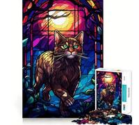 Rompecabezas Anggora Cat Wild Night de 1000 Piezas para Adultos, Juguete de lógica Fuerte, Alivio de la ansiedad, Borde Transparente, Regalo para Festivales 38x52cm