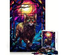 Rompecabezas Anggora Cat Wild Night de 1000 Piezas para Adultos, Juguete de lógica Fuerte, Alivio de la ansiedad, Borde Transparente, Regalo para Festivales 38x52cm