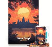 Rompecabezas Angkor Wat Sunset de 1000 Piezas Juguete para desarrollar la Capacidad cognitiva Superficie Lisa y sin Rebabas Actividad Relajante para Grupos en Interiores (50x75cm)