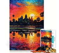 Rompecabezas Angkor Wat Sunset para Adultos,1000 Piezas,Juego de Memoria,Corte Fino,Acabado Premium,una Forma entretenida de Pasar el Tiempo Libre (50x75cm)