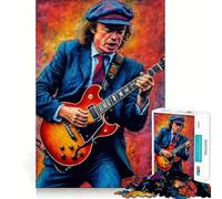 Rompecabezas Angus Young Guitarist,1000 Piezas,Juego Divertido sin Rebabas,Piezas de Corte Limpio,portátil,Ideal para Viajar (38x26cm)