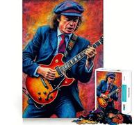 Rompecabezas Angus Young Guitarrista 1000 Piezas Entrenamiento Mental Divertido Componentes Resistentes y Lisos Entretenimiento Cautivador para Interiores Acogedores (38x52cm)