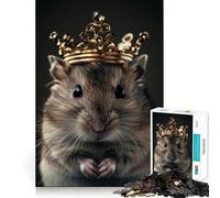 Rompecabezas Animal Cute King de 1000 Piezas,Juego cognitivo Divertido,Troquelado de Alta precisión, aliviar el estrés (50x75cm)