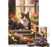 Rompecabezas Anime Cat Florist de 1000 Piezas para Adolescentes Memoria aguda, Tranquilidad, Ocio, Bordes limpios, Regalo Festivo (38x26cm)