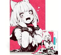 Rompecabezas Anime Cat Girl Heart Eyes 1000 Juego de Memoria Mental de Alta precisión para Cortar,Manualidades interactivas,desafío Cerebral para el hogar (38x52cm)