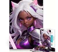 Rompecabezas Anime Catgirl Warrior con Espada Rosa 1000 Piezas Juego Think Boost Cierre hermético Sin Piezas Sueltas Desafío Cerebral Interactivo para el hogar (38x26cm)