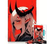 Rompecabezas Anime Chica Demonio 1000 Piezas Entrenamiento Mental Divertido Componentes Resistentes y Lisos Entretenimiento Cautivador para Interiores Acogedores (38x26cm)