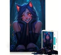 Rompecabezas Anime Chica Gato en el Bosque 1000 Recall Fun Play Tecnología Avanzada de Corte Láser Juguete de Entretenimiento para Interiores (50x75cm)