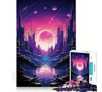 Rompecabezas Anime City Moonrise de 1000 Piezas para Adolescentes Juego Divertido con Encaje, Huecos Actividad Nocturna para Toda la Familia (38x52cm)