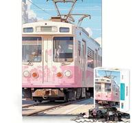 Rompecabezas Anime City Sakura Tram de 1000 Piezas,Juguete de construcción Focus,Ajuste Firme,Montaje Seguro,Juguete de Entretenimiento para Interiores (38x26cm)