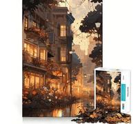 Rompecabezas Anime City Sunset Dusk de 1000 Piezas Juego de Habilidad Mental Ajuste Estable Sin Piezas Que se muevan Un pasatiempo Agradable para Fines de Semana Largos (38x52cm)