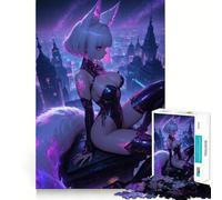 Rompecabezas Anime Fox Girl Cityscape de 1000 Piezas,Juguete de construcción Focus Building Toy,Ajuste Huecos,Actividad gratificante para días lluviosos (38x26cm)