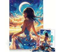 Rompecabezas Anime Girl by The Sea 1000 Juego de concentración Mental Diseño Ajustado sin Huecos Desafío Cerebral Interactivo para el hogar (38x26cm)