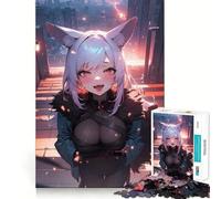 Rompecabezas Anime Girl Neon Horizon para Adolescentes,1000 Piezas,Mejora Mental,Juego,tamaño Uniforme,Piezas precisas,diversión Familiar,Actividad Nocturna (38x52cm)