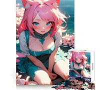 Rompecabezas Anime Girl Sea of The Flowers de 1000 Piezas Desarrolla Habilidades cognitivas Pasatiempo Tranquilo Cierre sólido Navidad (50x75cm)