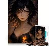 Rompecabezas Anime Girl with Flaming Heart 1000 Think Boost Game Tight Lock No Loose Pieces Interactive Brain Challenge para el hogar (50x75cm)