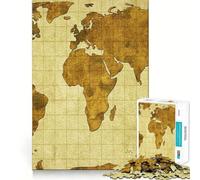 Rompecabezas Antiguo de Mapa del Mundo para Adultos, 1000 Piezas, Juego Inteligente para el hogar, Disfruta del Montaje de la Imagen, Regalo Festivo (50x75cm)