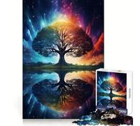 Rompecabezas Árbol de la Vida Galaxia Cósmica para Adultos 1000 Piezas Memoria Cognitiva Entretenimiento Bordes Rígidos (38x26cm)