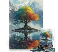 Rompecabezas Árbol en Colores psicodélicos para Adolescentes, 1000 Piezas, ejercita la Mente, relajación Informal, Cierre Fino, Regalo navideño (50x75cm)