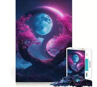 Rompecabezas Árbol Luna Rosa de 1000 Piezas para Adultos Regalo Ideal para desarrollar la lógica Juguete para Disfrutar de un Corte preciso y un diseño Elegante (50x75cm)