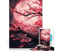 Rompecabezas Árbol Lunar Sakura 1000 Piezas para Adultos Fortalece la Memoria Calma Mente Calidad Borde Cálido Sorpresa (50x75cm)