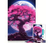Rompecabezas Árbol Lunar Sakura 1000 Piezas para Adultos Fortalece la Memoria Calma Mente Calidad Borde Cálido Sorpresa (50x75cm)