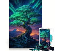 Rompecabezas Árbol Místico con Aurora Boreal de 1000 Piezas para Adolescentes Mejora la Memoria Sin estrés Decoración de Pared con Bordes Ajustados (38x52cm)