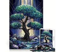 Rompecabezas Árbol Oscuro con Vidrieras para Adolescentes, 1000 Piezas, Juguete Cognitivo, Pasatiempo Tranquilo, Borde Premium, 38x52cm