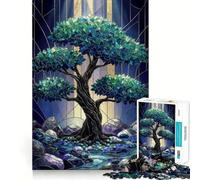 Rompecabezas Árbol Oscuro con Vidrieras para Adolescentes, 1000 Piezas, Juguete Cognitivo, Pasatiempo Tranquilo, Borde Premium, 38x52cm