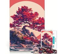 Rompecabezas Árbol Rojo en una Isla rocosa para Adultos, 1000 Piezas Refuerza la Memoria Divertido y práctico De Calidad Un Regalo Elegante (38x52cm)