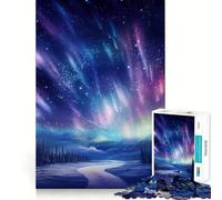 Rompecabezas Arcoíris Aurora Boreal de 1000 Piezas para Adolescentes, Juego de lógica, Tiempo de Calentamiento, Pieza de colección de Arte de Corte preciso (38x26cm)