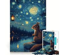 Rompecabezas Ardilla bajo Cielo Estrellado, 1000 Piezas, para Adolescentes Juguete para ejercitar la Mente, Relajante y Divertido Diseño para armar 38x26cm